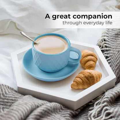 MIAMIO - 6 x 2.5 oz Stoneware Espresso Mug, Cup Set Modern - Palmanova - Image 6