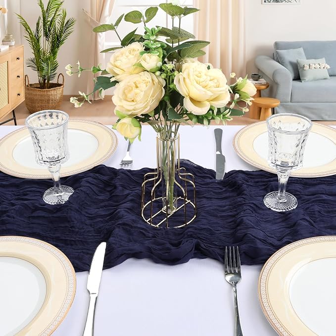 6 Pack 10Ft Navy Blue Cheesecloth Table Runner 23 x 120 Inch | Gauze Rustic - Image 4