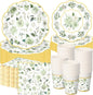 Funnymoom 250 Pcs Floral Party Decorations Flower Paper Plates Napkins and Cups by Funnymoom