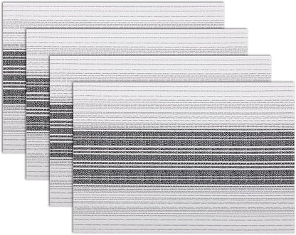 Winknowl Placemats, Set of 4 Heat Resistant Stain Resistant Woven Vinyl Insulation Place mats, Durable Washable Elegant Table Mats for Dining (White)