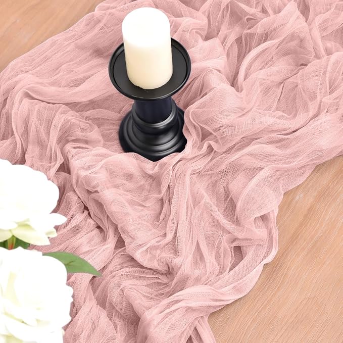 Dusty Rose Cheesecloth Table Runner Cheese Cloth Wedding Birthday Decor | 10Ft by Joanlody