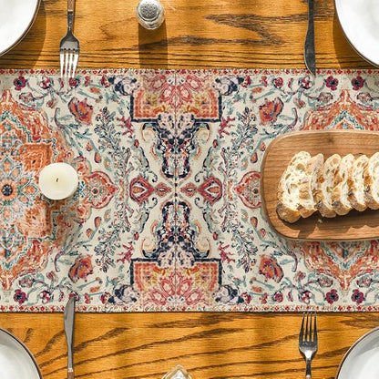 Artoid Mode Boho Bohemia Style Orange Table Runner, Country Rustic Farmhouse - Image 7