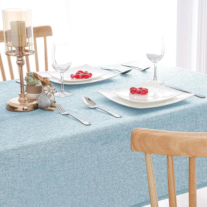 Hiasan Faux Linen Rectangle Tablecloth - Wrinkle and Stain Resistant Washable Table Cloth for Kitchen Dining Room Holiday Table Cover for Dinner, Lux Slate Blue, 54 x 120 Inch