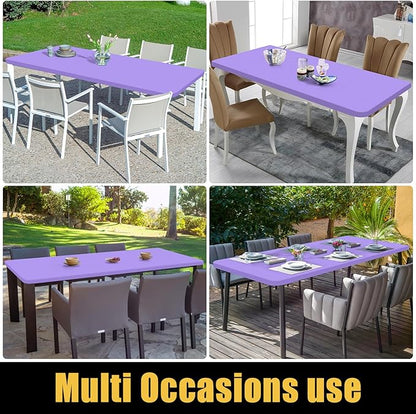 Smiry Rectangle Picnic Table Cloth, Waterproof Elastic Fitted Tablecloths for 4 Foot Tables, Washable Polyester Table Cover for Camping, Indoor and Outdoor (Lavender, 24"x48")