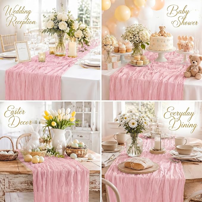 10 Pack Pink Table Runner 10FT Gauze Cheesecloth Table Runner | 21x120 Inch - Image 5