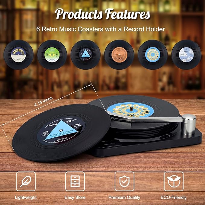 Retro Vinyl Record Coasters - Image 2
