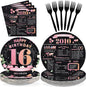 96Pcs 16th Birthday Party Decorations, Serves 24 | Rose Gold Plates and Napkins by Greencian