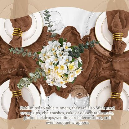 4 Pack Brown Table Runner 17 x 108inch Cheesecloth Table Runner Boho Gauze - Image 7