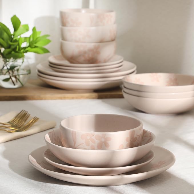 Gibson Home Admiral Hall Plates and Bowls Set, 16-Piece Floral Dinnerware Set - Image 3