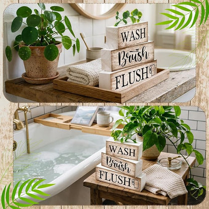 Moucuny 4 Pcs Farmhouse Bathroom Decor and Accessories Rustic Bathroom Shelf - Image 7
