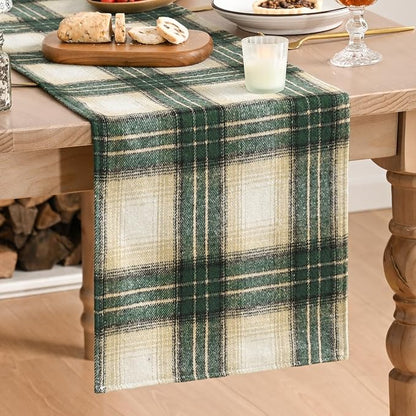 Artoid Mode Green Light Coffee Farmhouse Plaid Spring Table Runner, ST. Patrick by ArtoidMode