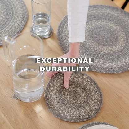 Homespice Grey Cloud Jute Woven Placemats, Warm Farmhouse Decor, Set of 4, Grey 13x19 Rectangle Table Mats - Vibrant Colors, Durable, Easy to Clean and Protects Furniture