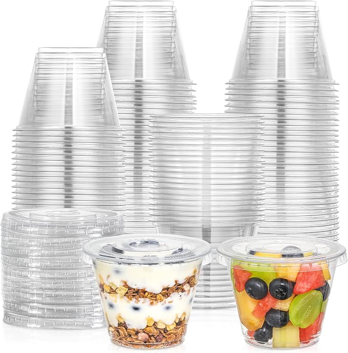 AOZITA 100 Sets, 9 oz Clear Plastic Cups by AOZITA