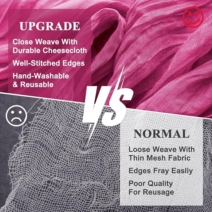Cheesecloth Table Runner Fushia 10FT Boho Gauze Runner, 6 Pack | 120 Inch - Image 4