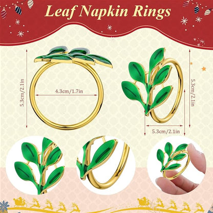 WILLBOND Leaf Napkin Rings Holders Fall Party Napkin Rings - Image 3