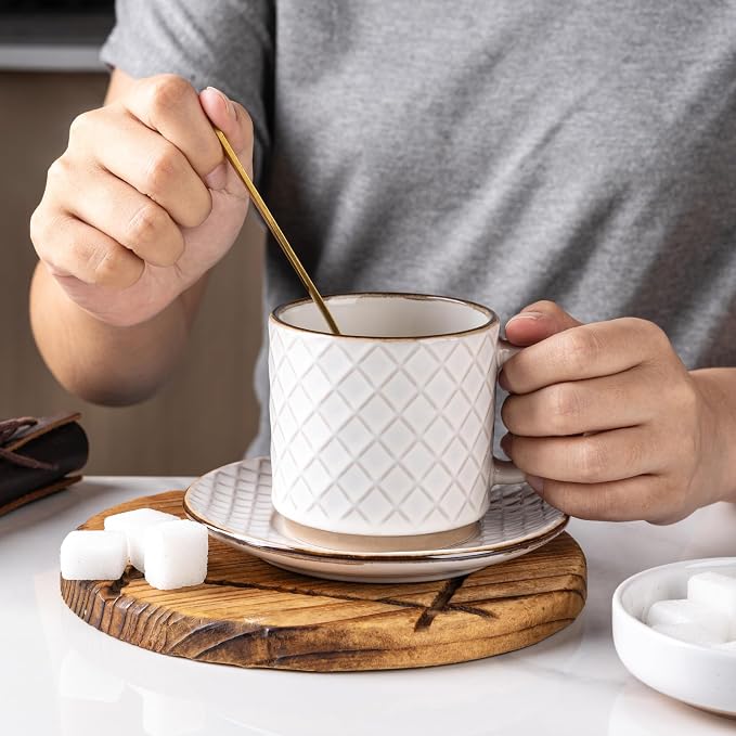 GBhome 6 OZ Stackable Coffee Mugs Set of 4, Ceramic Coffee Cups Set | 4 - Image 5
