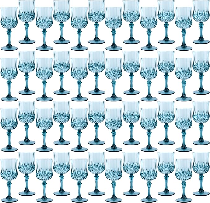 48Pack Plastic Wine Glasses, 7oz Vintage Goblets by LEYIQU