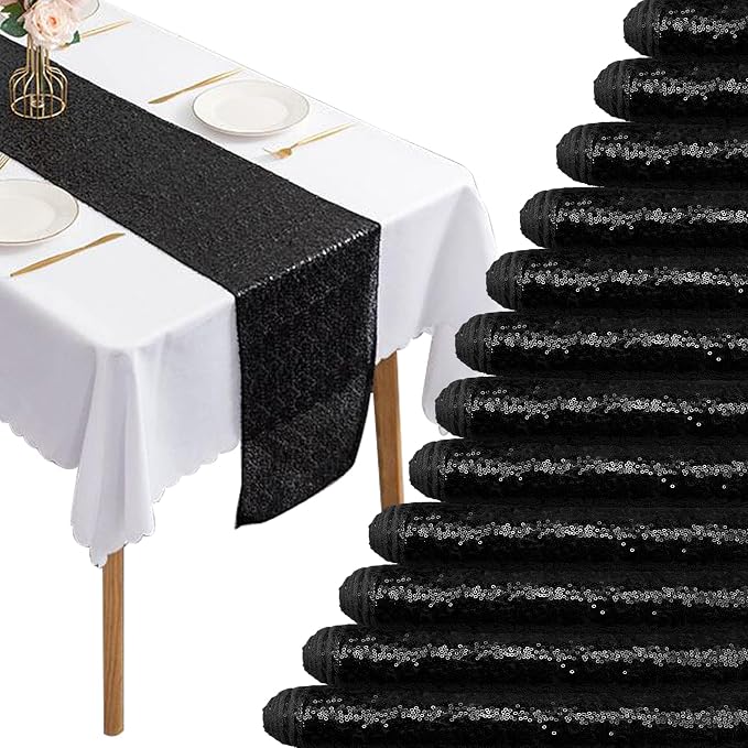 12 Packs Sequin Table Runner Glitter Dining Table Runner by Fivenl