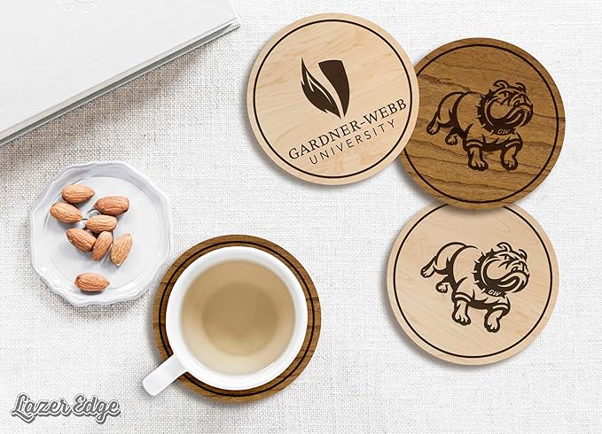 LazerEdge Gardner-Webb Bulldogs Wooden Coaster Set - Maple Wood - Officially Licensed Product - 4-Pack