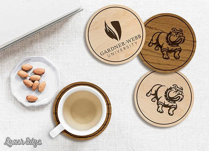 LazerEdge Gardner-Webb Bulldogs Wooden Coaster Set - Maple Wood - Officially Licensed Product - 4-Pack