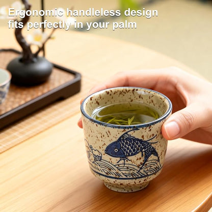 Japanese Tea Cups, 6 OZ Handless Matcha/Coffee Mug, Asian Teacup - Image 3