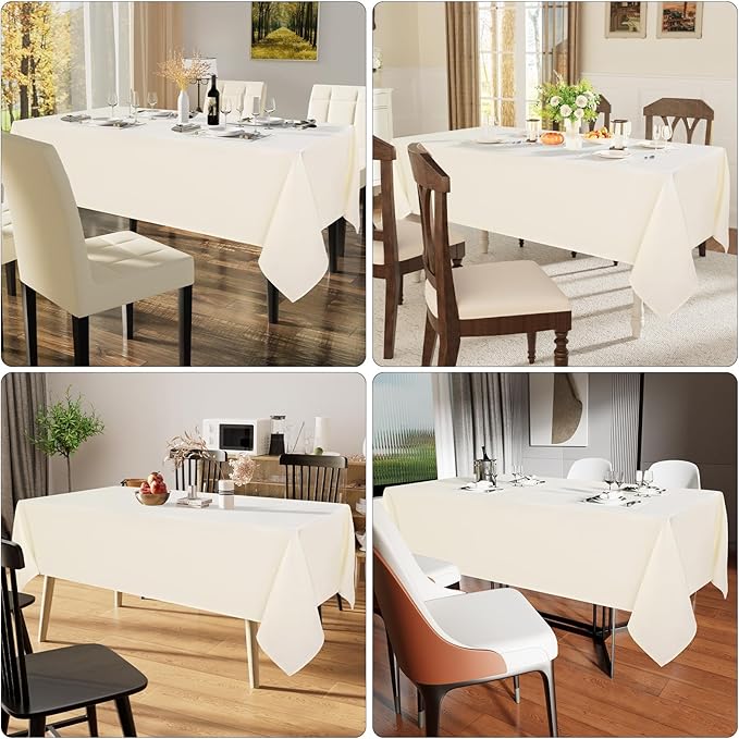 Smiry 4 Pack Rectangle Table Cloth, Waterproof Anti-Scratch Polyester Tablecloth, Decorative Washable Fabric Table Cover for Dining, Buffet, Parties and Outdoor, 52x70, Beige