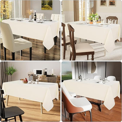 Smiry 4 Pack Rectangle Table Cloth, Waterproof Anti-Scratch Polyester Tablecloth, Decorative Washable Fabric Table Cover for Dining, Buffet, Parties and Outdoor, 60x120, Beige