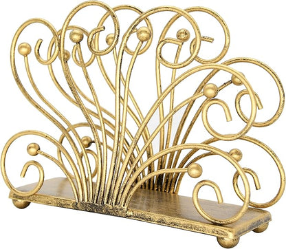 OwlGift Modern Flaunting Peacock Tail Napkin Holder, Antique Design Metal Napkin Holder Upright Decorative Napkins Holder for Home Kitchen Table, Bronze
