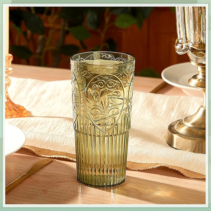 Wiwiqing 20oz Vintage Plastic Ribbed Tumblers Set of 12, Baby Shower, Birthday - Image 5