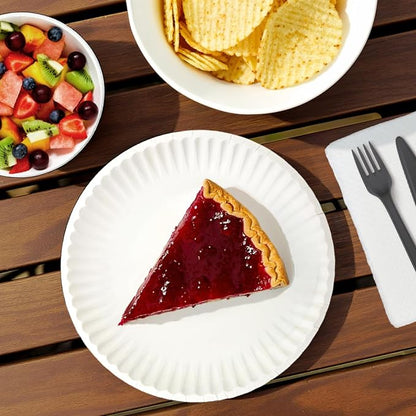 Amazon Basics 9" Uncoated White Paper Plates, Microwave Safe - Image 4
