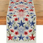 Patriotic Stars Table Runner Independence Day Linen Style Celebration Design by Peconal