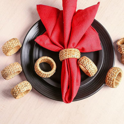 Braided Rattan Napkin Rings, Tan Brown | Woven rattan, napkin holders bulk - Image 8
