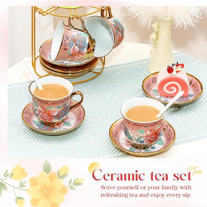 20 Pcs Porcelain Tea Set for Adults - Image 5