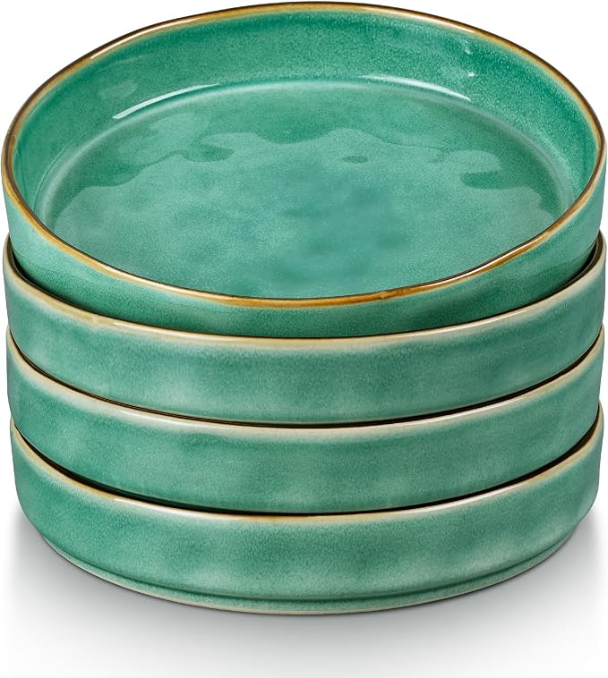 LIANYU 33oz Pasta Bowls, 8.25’’ Wide Shallow Salad Plates Set of 4 | Stoneware by LIANYU