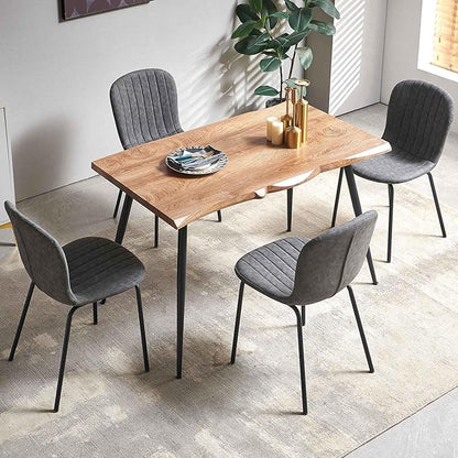 Rectangular Dining Table Set for 4 with PU Leather Chairs - Modern Kitchen Table and Chairs Set for Small Spaces - Dark Gray