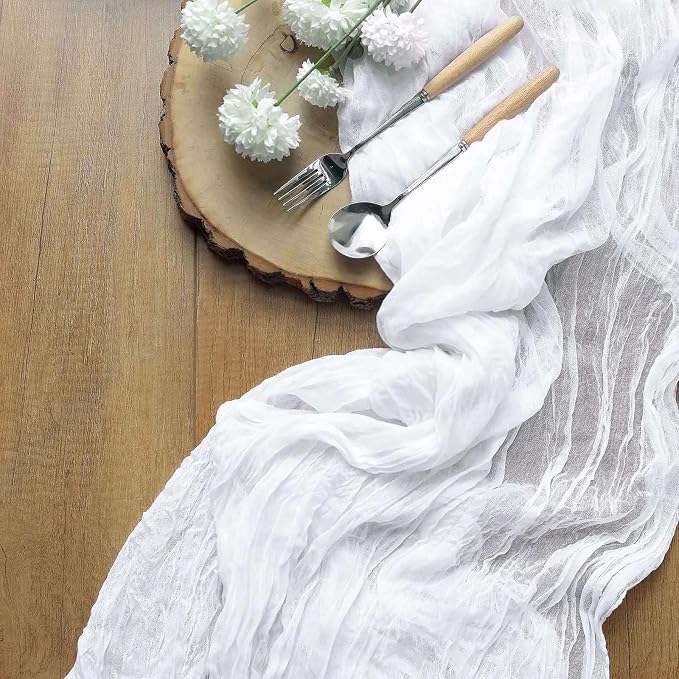 Efavormart 10FT White Cheesecloth Table Runner, Gauze Fabric Boho Wedding Arbor - Image 3