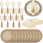 Gejoy Round Burlap Placemats Wood Bead Napkin Rings by Gejoy