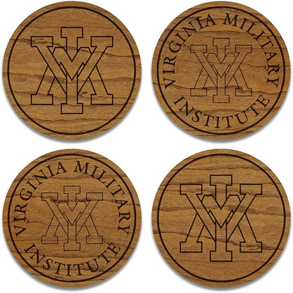 LazerEdge Virginia Military Institute Keydets Wooden Coaster Set - Cherry Wood - Officially Licensed Product - 4-Pack