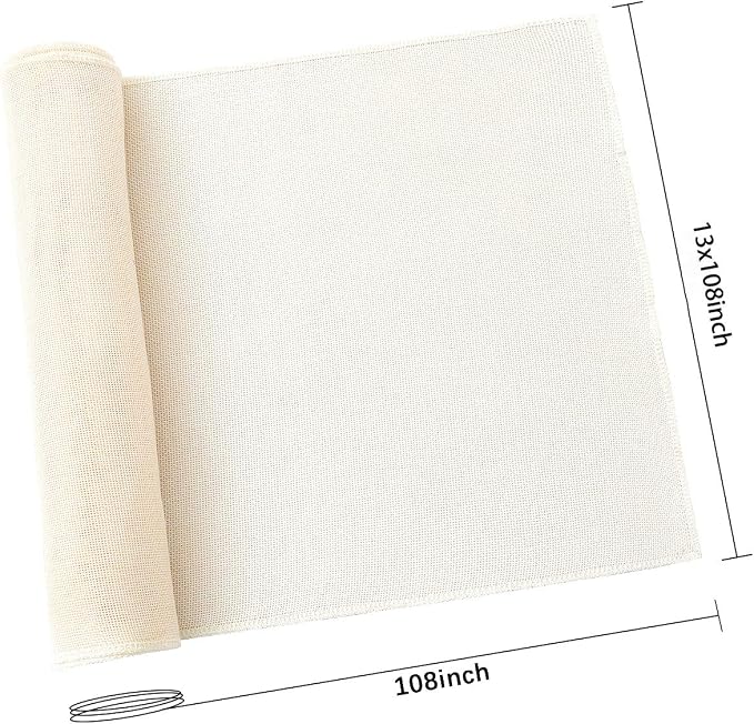 White Table Runners 2 Packs 13x108 Inch Burlap Linen Boho Table Runner | Rustic - Image 3