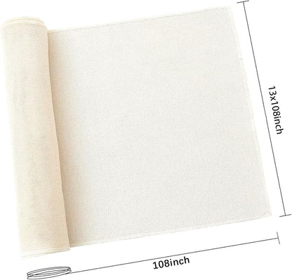 White Table Runners 2 Packs 13x108 Inch Burlap Linen Boho Table Runner | Rustic - Image 3