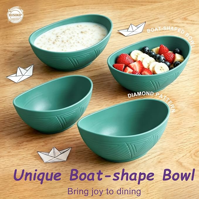 Cereal Bowls Sets of 6, Unbreakable & Stackable Wheat Straw Bowls 26oz - Image 4