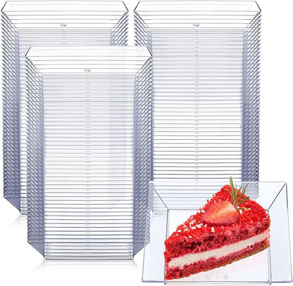 Nuogo 250 Pcs Square Clear Dessert Plates 3.6 Inch Appetizer Plates Disposable Square Party Trays Hard Mini Salad Tasting Sample Dish for Weddings, Parties, Banquet Dinner, Family Gatherings (Clear)