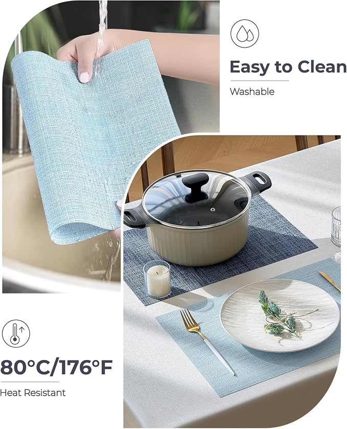 Leetaltree Soft Sky Blue Woven Placemats Set of 24 - Image 5
