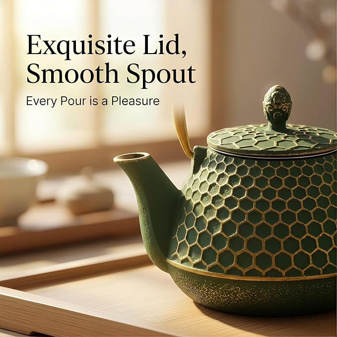 Cast Iron Tea Kettle, Japanese Tetsubin Teapot Coated - Image 6