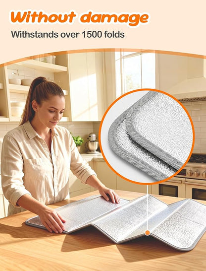 Heat Resistant Mat for Countertop 15.7x23.6 inch –Kitchen Counter Protector Reflects Up to 95% Heat, For Food Warming Mats, Air Fryer, Coffee Maker, Toaster Oven, Waterproof & Oil-Resistant