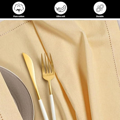 Bedding Craft Cotton Dinner Cloth Napkins Set of 12 – 18x18 Apricot Gelato Hemstitched – Machine Washable Fabric Napkins for Weddings, Baby Showers, Gifting & Parties