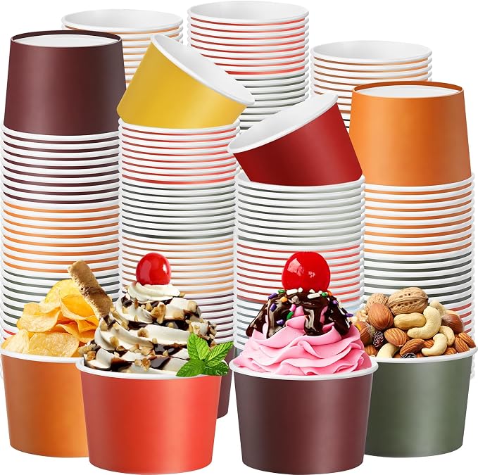 Jingmore Paper Ice Cream Cups 9oz Colored Disposable Dessert Bowls - Image 8