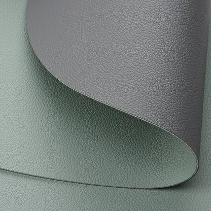 Myir JUN Placemats, Dual-Sided Placemats Waterproof Faux Leather Placemats Set of 6 Place Mats and Coasters Non-Slip Washable Table Mats for Dining Table (Gray Sage Green, Set of 6)