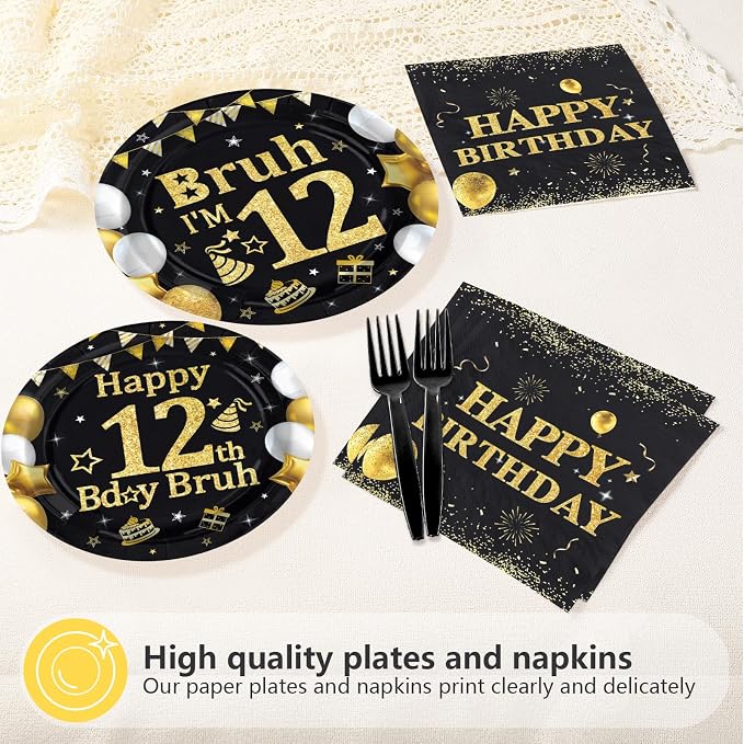 96 Pcs Bruh 12th Birthday Party Decorations - Image 4