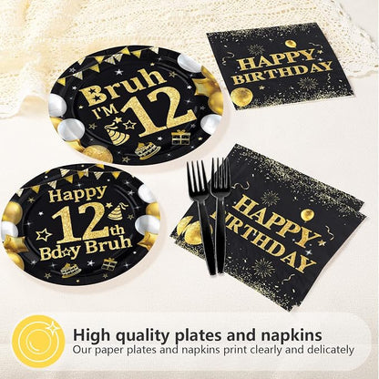 96 Pcs Bruh 12th Birthday Party Decorations - Image 4